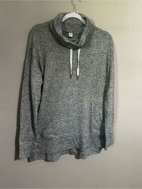 Old Navy Gray Cowl Neck Pullover Sweater with Drawstring